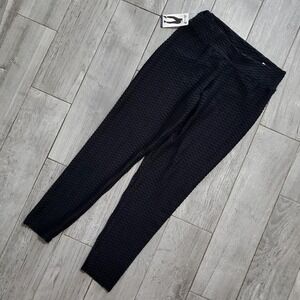 NWT seven7 Jeans Black Honeycomb Booty Shaper Enhancing Leggings Size‎ Large